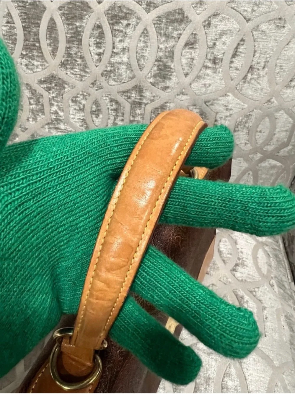 Etro Paisley Top Handle Bag Brown Leather Crossbody Italy Vintage - Picture 8 of 10